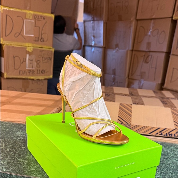 Sam Edelman Metallic Gold Strappy Stiletto Heels - Picture 4 of 5